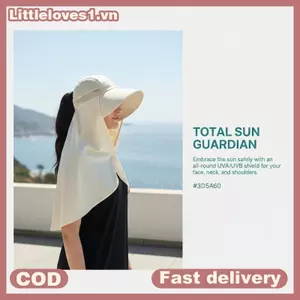 Littleloves1 UPF 50 Plus Mũ chống nắng có tấm chắn mặt Khăn choàng rộng vành chống nắng cho thể thao ngoài trời VN