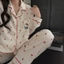 Đồ Ngủ Quần Dài Dài Tay Cotton Đám Mây Hoạt Hình Mùa Xuân Thu Cho Nữ Áo Cardigan Cổ Bẻ Ngọt Ngào Kiểu Nhật Đồ Mặc Nhà