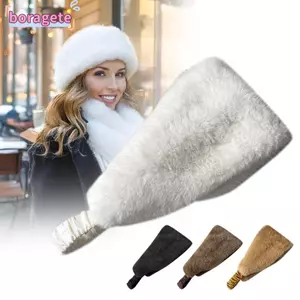 Băng đô sang trọng BORAGETE Fluffy, Băng đô màu trơn co giãn, Thiết kế rộng rãi mềm mại Dây buộc tóc lông giả Phụ kiện phụ nữ