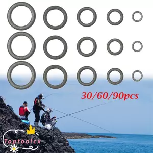 TOPTOOLCX 30 / 60 / 90 Chiếc Cá Chép Câu Cá O Nhẫn Kim Loại Đen Tippet Giàn Khoan Nhẫn