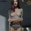 Áo dài tay NICOLOO, Áo thun kim cương giả hotfix cổ chữ O và phong cách Long lanh phối cảnh mỏng Áo ngắn mùa thu