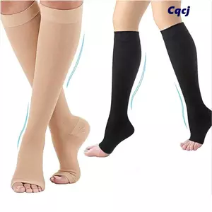 Tất nén bắp chân CQCJ, 2 cấp độ áp lực mở ngón chân, Tất y tá thoáng khí 20-30mmHg Giãn tĩnh mạch