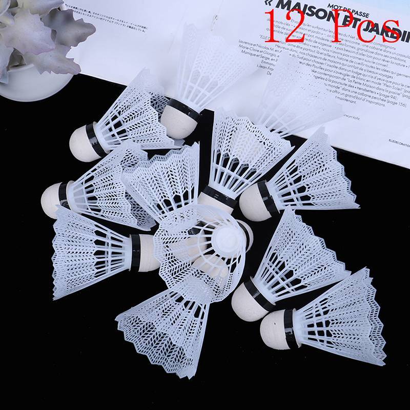 [MAKY] 12 Bóng Cầu Lông Bằng Nhựa Trắng Shuttlecos Huấn Luyện Thể Thao VN