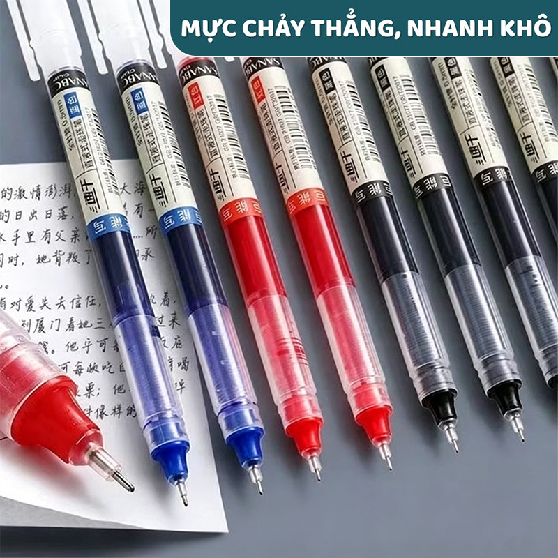 Bút gel nước ngòi 0.5mm đen xanh đỏ mực đều không lem nhanh khô cho học sinh thi cử văn phòng hot