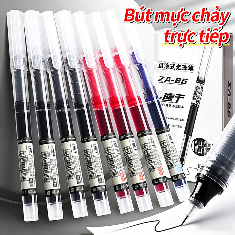 Bút gel nước ngòi 0.5mm đen xanh đỏ mực đều không lem nhanh khô cho học sinh thi cử văn phòng hot