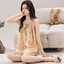 Phụ Nữ Pyjama Phong Cách Trung Hoa In Áo Quần Short Có Dây Buộc Cổ Trang Phục Thoải Mái Cho Hộ Gia Đình Giải Trí Thời Gian Hàng Ngày