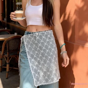 Quấn Ren Nữ Thanh Lịch Thêu Hoa Đính Hạt Trang Trí Khăn Hông Sheer