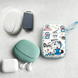 Túi lưu trữ sạc Doremon dễ thương, Túi sắp xếp cáp thiết kế in da PU, Túi đựng điện tử đóng cửa có dây kéo dung tích lớn Sử dụng du lịch