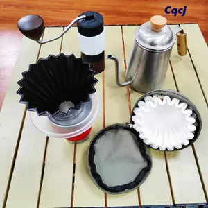 Túi lưu trữ bộ lọc cà phê CQCJ, Giá đỡ bộ lọc giấy cà phê bằng vải Canvas chống thấm nước có thể tái sử dụng, Giấy lọc hình bánh di động màu xanh lá cây bền, Túi giấy lọc cà phê Thân thiện với du lịch