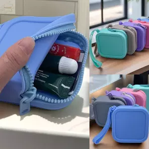 Túi du lịch AWNGD, Macaron Color Smooth Zipper Ví đựng tiền xu, Túi đựng tai nghe chống nước bằng silicon cổ điển dành cho học sinh