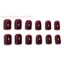 24 Chiếc Móng Tay Giả Vuông Ngắn Burgundy - Nhựa Chống Thấm Nước Để Mặc Tiệc Hàng Ngày