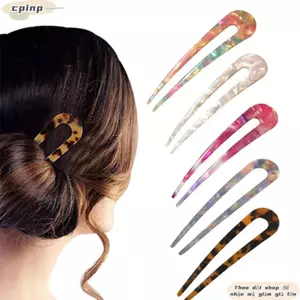 Kẹp Tóc CPINCP, Nĩa Tóc Acetate Hình Chữ U, Thiết Kế Hình Học Thanh Lịch Mũ Tóc Cho Nữ Bé Gái