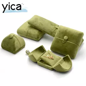Hộp trưng bày trang sức YICA, Hộp lưu trữ vòng cổ nhung hai cửa, Giá đỡ vòng cổ màu trơn đa chức năng