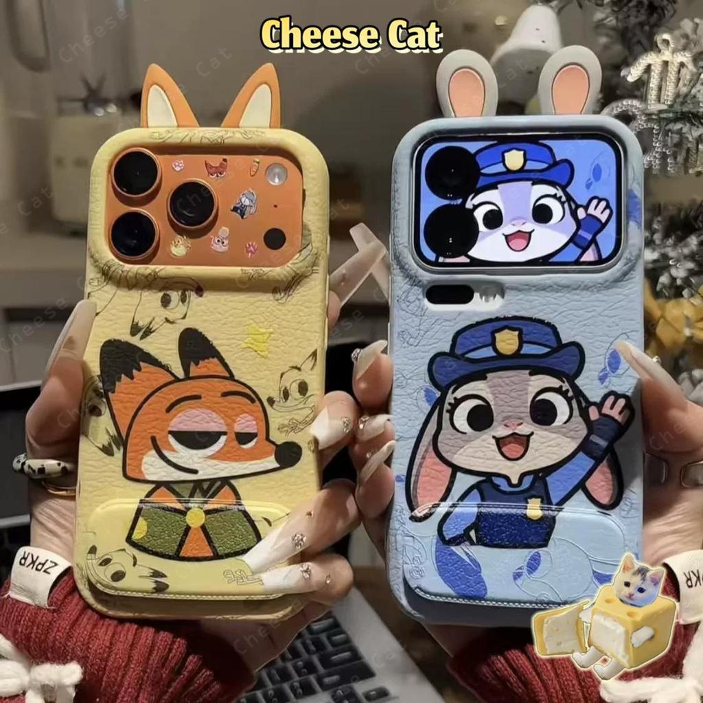 Tai Thỏ Dễ Thương Cáo Hoạt Hình Phổ Biến Da Ốp Lưng Điện Thoại iPhone 13 14 15 Plus Xs Max XR 7 Plus 16 12 11 17 Pro Max