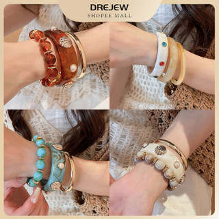 DREJEW Kỳ nghỉ lấy cảm hứng từ nhựa kim loại Bộ vòng tay hỗn hợp có vỏ và ngọc trai giả Chi tiết thời trang Trang trí thường ngày