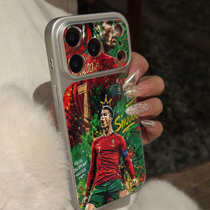 Ốp lưng iPhone Họa tiết da mạ phong cách Bồ Đào Nha số 7 hoa văn Ronaldo iPhone 17 16 15 14 13 12 11 Pro Max Plus Max