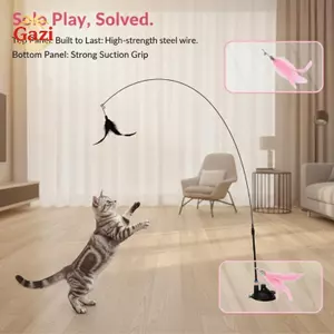Đồ chơi đũa phép lông vũ cho mèo có đế hút Mèo con tương tác trêu chọc Sti Bell Lông vũ có thể thay đổi cho cửa sổ để bàn [VN]