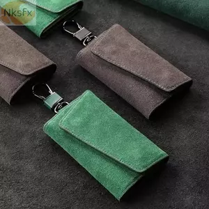 Hộp đựng móc khóa ô tô NKSFX, Ví chìa khóa ô tô Mini da lộn, Dung tích lớn có móc kim loại Móc khóa Túi dây kéo nam nữ