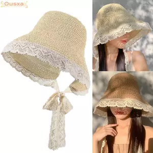 Mũ Rơm OUSXA, Mũ Viền Ren UPF 50 + Có Thể Gập Lại, Chống Nắng Vành Lớn UV Bảo Vệ Mũ Chống Nắng Nữ Bé Gái