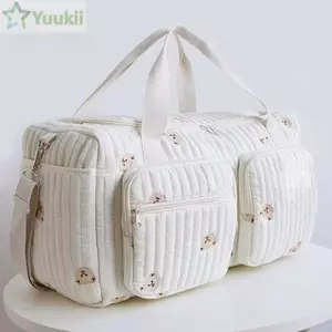 Túi Tã Cho Bé YUUKII, Túi Mẹ Dung Tích Lớn Nhẹ, Hoạt Hình Gấu Nhỏ Thêu Thiết Thực Giải Trí Tã Túi Tote Đổi Túi Du Lịch Ngoài Trời