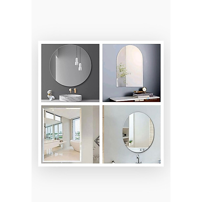(30x45cm) Gương Hình Chữ Nhật, Oval , Bán Nguyệt, Tròn Dán Tường decor phòng tắm, bàn trang điểm KT 30x45cm