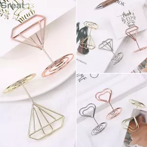 TUYỆT VỜI 1 / 5 Chiếc Nơi Thẻ Thời Trang Mini Kẹp Giấy Lãng Mạn Kim Loại Hoa Hồng Vàng Ảnh Kẹp