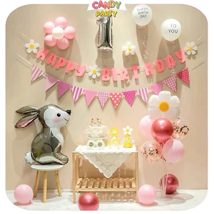Set Bong Bóng Trang Trí Sinh Nhật Thôi Nôi Đầy Tháng Cho Bé Trai Bé Gái Tặng Bơm Băng DÍnh SK6