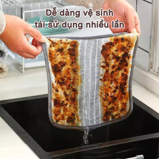 Combo 5 Khăn Lau Bếp Microfiber Cao Cấp, Khăn Lau Chén Bát Đa Năng Thấm Hút Nhanh, Không Xơ Vải