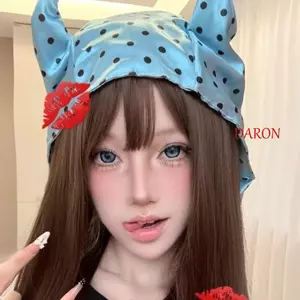 DARON Little Demon Hair Scarf, Y2K Hip Hop Hair Band có tai, Turban Phụ kiện Sweet Punk Headband Polka Dot Headscarf Dạo Phố