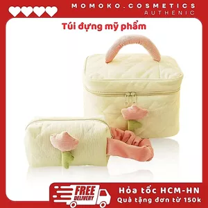 Túi Đựng Mỹ Phẩm cầm tay Hello Kitty Nữ Pouch Chần Bông Vintage Nơ Ins Make Up dễ thương ngọt ngào Dung tích lớn du lịch