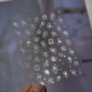 Bông Tuyết Bong Bóng Làm Móng Tay Miếng Dán Nổi Vỏ Nhẹ Bong Bóng Mặt Sau Keo Giấc Mơ Giáng Sinh Miếng Dán Móng Tay