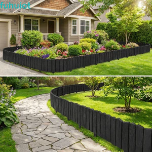 FUHUIOT 3 Đường viền viền viền sân vườn, Tấm hàng rào trang trí kết cấu giả chịu thời tiết, Thiết kế lồng vào nhau Chất liệu nhựa Hàng rào sân vườn nhẹ Sân hiên