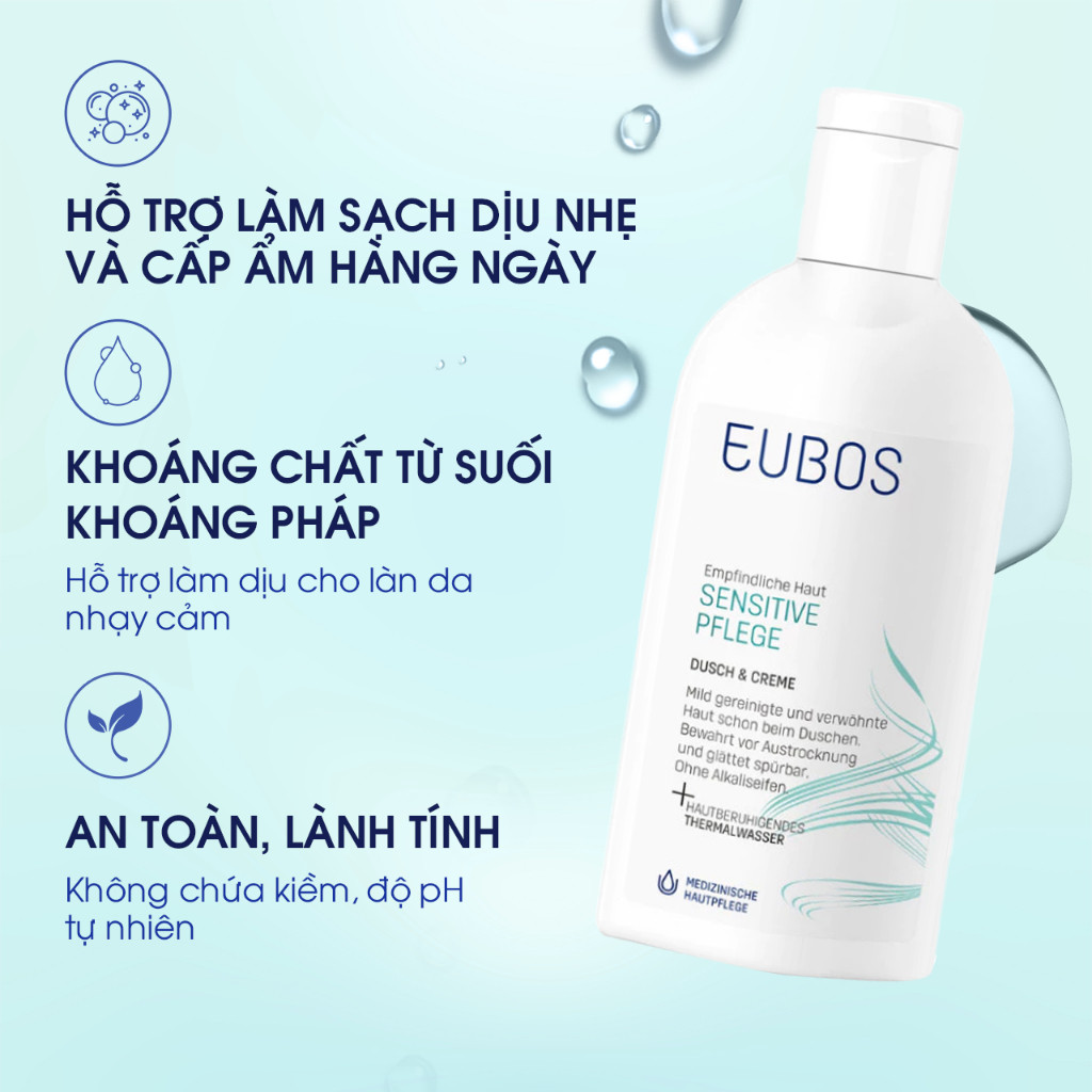 Sữa Tắm Cho Da Khô, Nhạy Cảm EUBOS Sensitive Shower And Cream 200ml