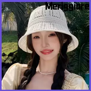 Mũ ngư dân MERIGGIARE, Mũ chống nắng dệt kim có thể gập lại, Mũ chống nắng vành rộng thoáng khí thời trang Mùa hè