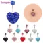 BORAGETE Heart Belly Bar Nút Double Gem Phẫu thuật bằng thép Body Piercing
