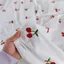 Cotton Nguyên Chất Ba Chiều Dâu Tây Thêu Vải Vải Thêu Anh Đào Máy Tính Thêu Vải Dệt Trơn