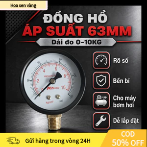 【24H】Đồng hồ đo áp suất hơi mặt 63mm chân đứng với thiết kế chân đứng tiêu chuẩn đảm bảo độ chính xác và bền bỉ