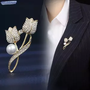 Bluelover Thời Trang Zircon Tulip Thổ Cẩm Pin Cho Bapa Cổ Ve Áo Pin Phụ Kiện Trang Sức Dự Tiệc Quà Tặng Mới