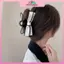 MYPANDA Phong Cách Pháp Da Đơn Giản Sọc Trắng Nơ Cá Mập Kẹp Cho Bé Gái Nút Thắt Hợp Thời Trang Kẹp Tóc Đuôi Ngựa Giá Đỡ Móng Vuốt Tóc.