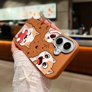 Ốp da PU họa tiết chó Loveheart dễ thương cho iPhone 16E AIR XS MAX XR X 7 Plus 8 Plus 6 Plus 6S Plus SE 2020 2022 Vỏ chống sốc đơn giản mỏng nhẹ