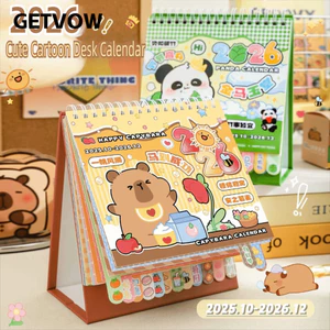 GETVOW Lịch Mini, Cuộn Capybara / Panda 2026 Lịch Để Bàn, Hoạt Hình Để Bàn Trang Trí Hàng Ngày Người Lập Kế Hoạch Quà Tặng