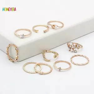 < Honeyba > 10 Cái / bộ Nhẫn Ngôi Sao Mặt Trăng Nữ Bé Gái Bohemian Bộ Trang Sức Quà Tặng Phụ Kiện Đẹp