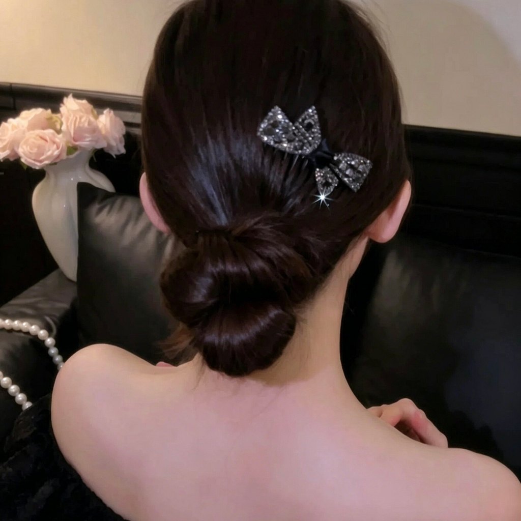 Lược chèn tóc nơ đầy đủ kim cương giả sáng bóng, Lược chải tóc trang trí nơ pha lê thanh lịch dành cho nữ Phụ kiện tóc kiểu tóc bên ngọt ngào
