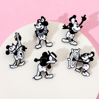 5 Cái / bộ Hoạt Hình Hợp Kim Mickey Trâm Cài Đen Trắng Chuột Mickey Kim Loại Huy Hiệu Quần Áo Túi Trang Trí Pin