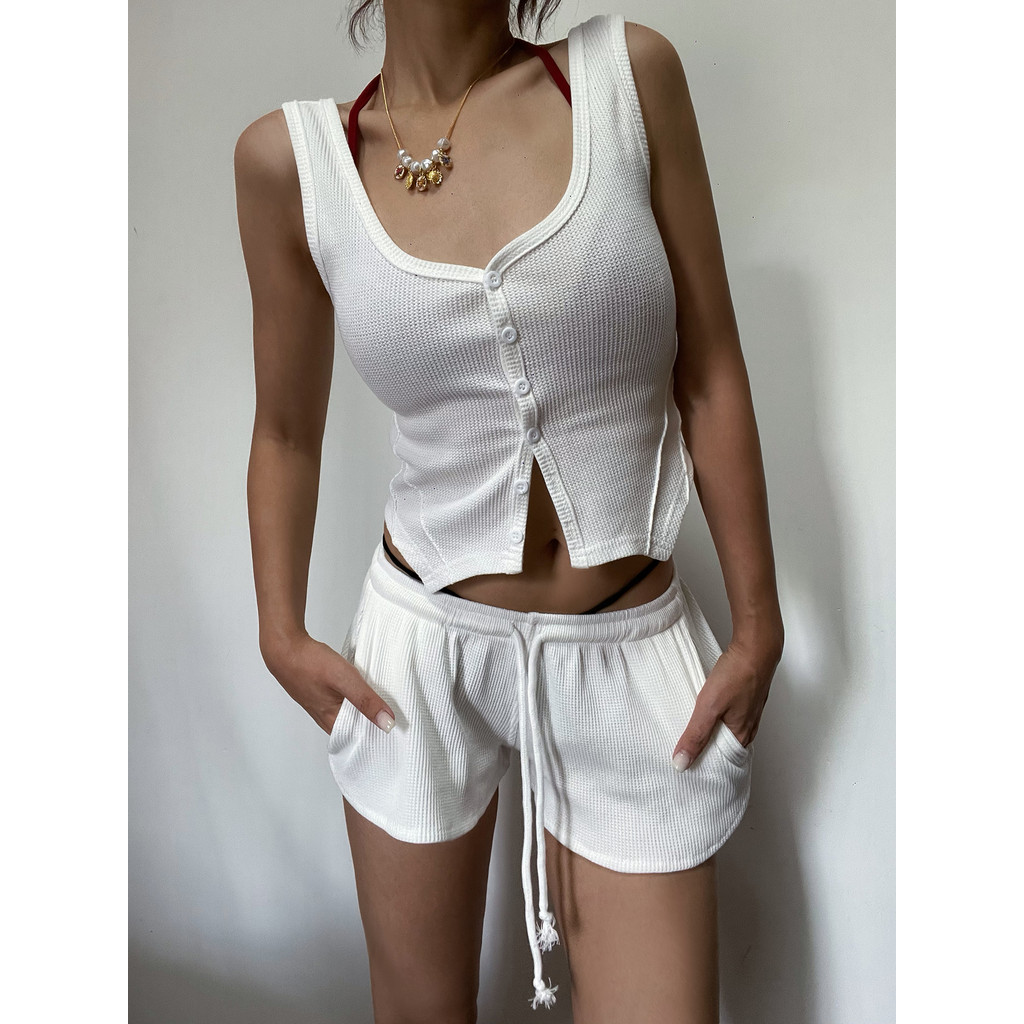 Mỹ Quần Short Waffle RetroSlimmer nhìn dài chân, eo thấp có túi, phù hợp tập yoga