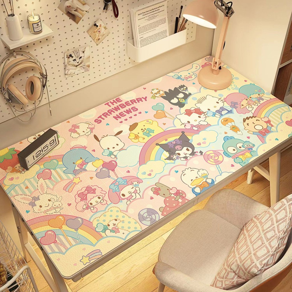 Dễ Thương Sanrio Hoạt Hình Anime Sinh Viên Ký Túc Xá Để Bàn Thảm Chống Thấm Nước Chống Dầu PVC Để Bàn Thảm Bảo Vệ Bàn Ăn Thảm