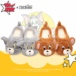 Xixitiao Cotton Dép Nam Nữ Cặp Đôi Mùa Đông Chính Hãng Mèo Và Chuột Ấm Áp Thoải Mái Dễ Thương Tom Jerry