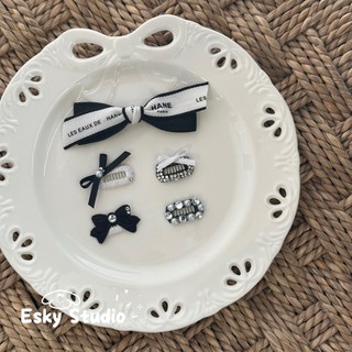 Kẹp tóc bằng thép không gỉ cho thú cưng màu đen nhỏ hương thơm phong cách nơ bb clip Maltese Yorkshire Teddy phụ kiện tóc