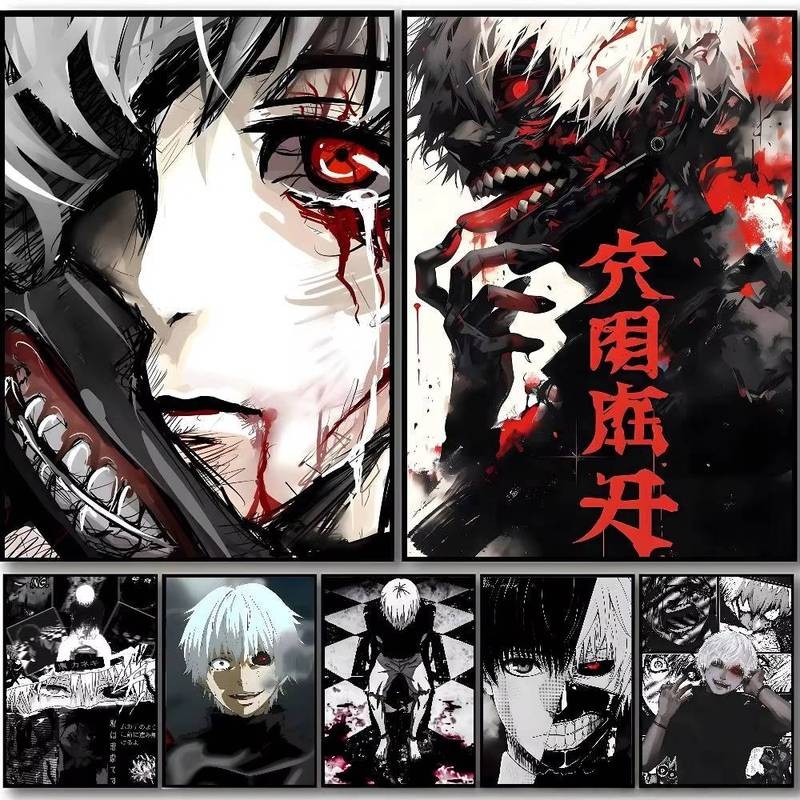Poster nghệ thuật anime Tokyo Ghoul in canvas thích hợp cho mọi bức tường chống ẩm