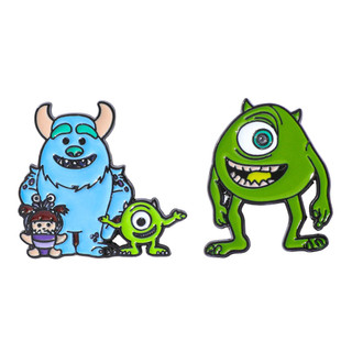 2 Cái / bộ Hoạt Hình Quái Vật Học Viện Huy Hiệu Kim Loại Sulley Mike‌ Pin phụ kiện cài áo nhỏ giọt dầu hợp kim